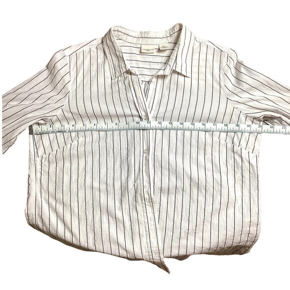 Westbound Women´s Stripe Buttondown cotton Minimalist neutral Top size PL - Picture 7 of 12